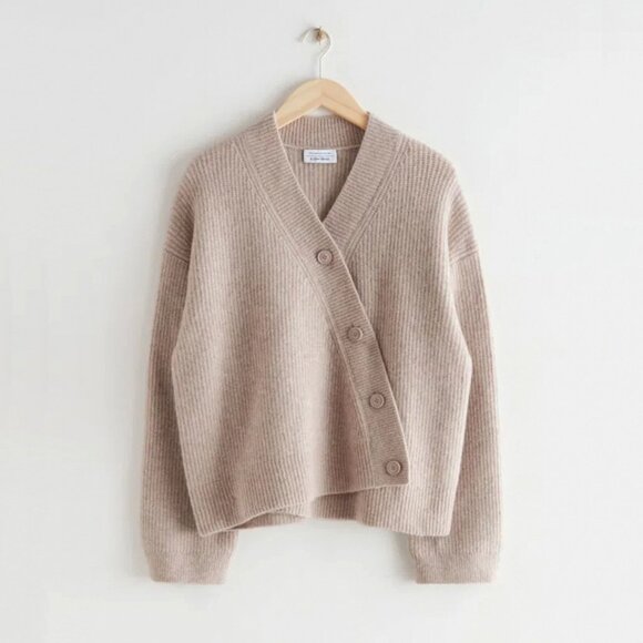 & Other Stories Relaxed Asymmetric Knit Cardigan, Button Up Front, sz S - Picture 8 of 14